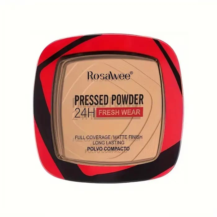 Fond de teint en poudre pressée à couverture complète avec applicateur bouffant
