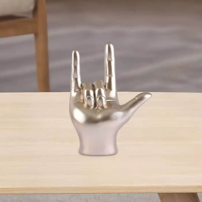 Sculpture en résine de main en forme de roche, geste d'amour, décoration d'art moderne pour intérieur, extérieur, maison, jardin, patio, célébrations et fêtes