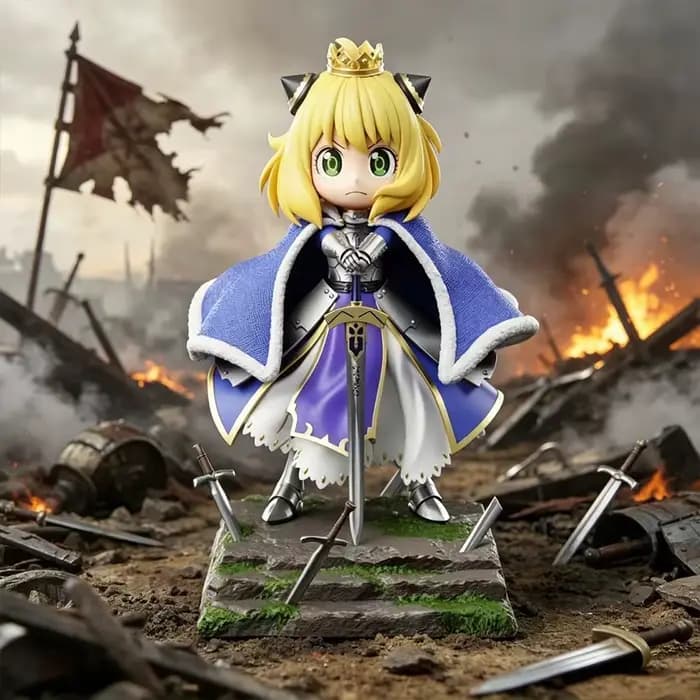 Figurine Anya Forger Version Saber Mignonne Q Version Double Tête Sculptée, Modèle de Collection Anime, Cadeau, Décoration Maison
