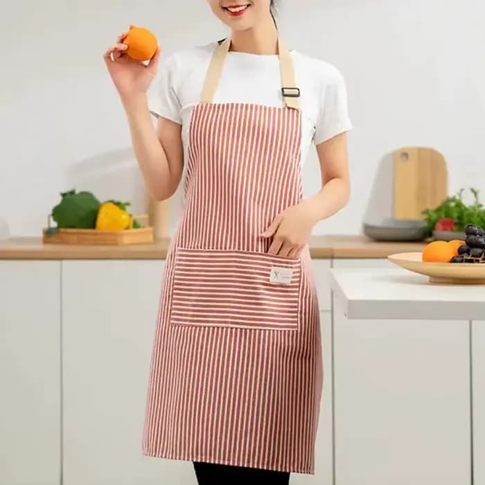 Tablier rayé en lin respirant coton cuisine cuisson cuisine nettoyage tabliers Restaurant serveurs et cuisiniers uniformes de travail de mode