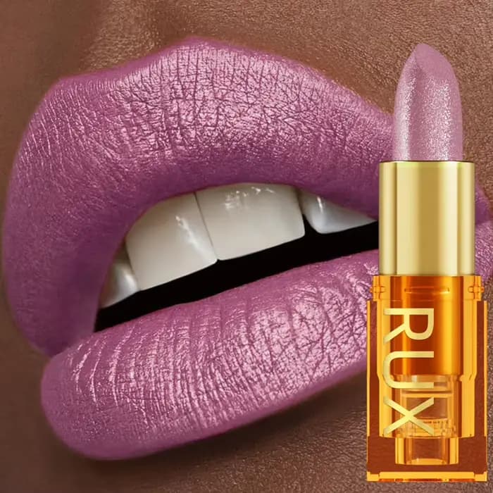Rouge à lèvres métallique brillant à paillettes audacieuses et intenses