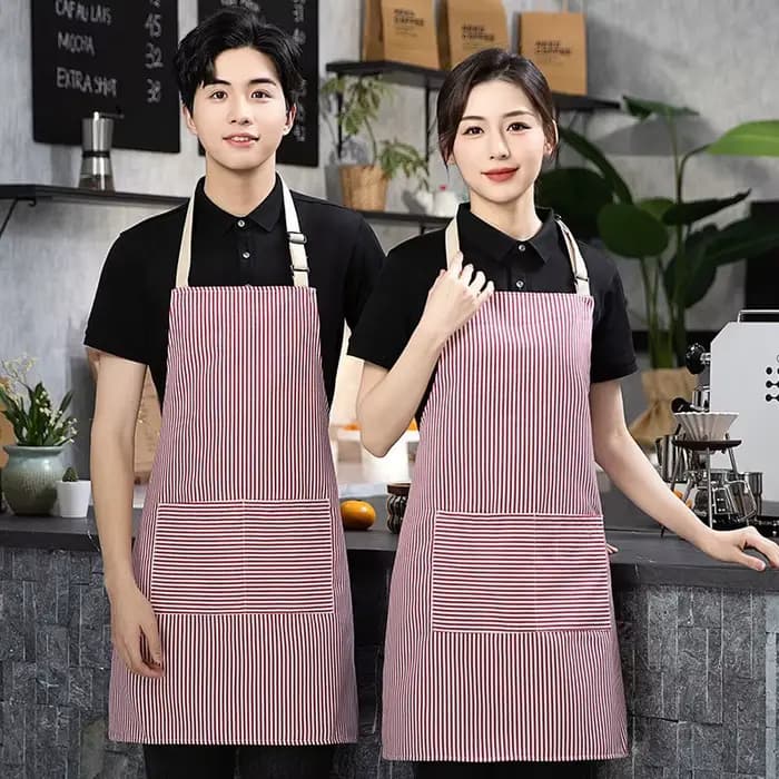 Tablier rayé en lin respirant coton cuisine cuisson cuisine nettoyage tabliers Restaurant serveurs et cuisiniers uniformes de travail de mode