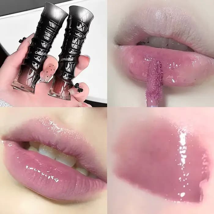 Gloss à lèvres rouge foncé style punk