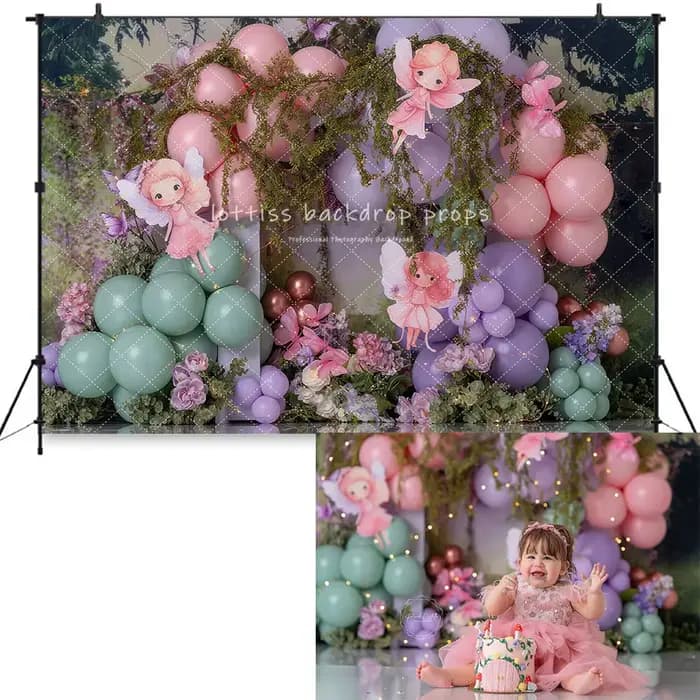 Papillon jardin gâteau Samsh décors enfants bébé photographie enfant Photocall printemps ballons flo