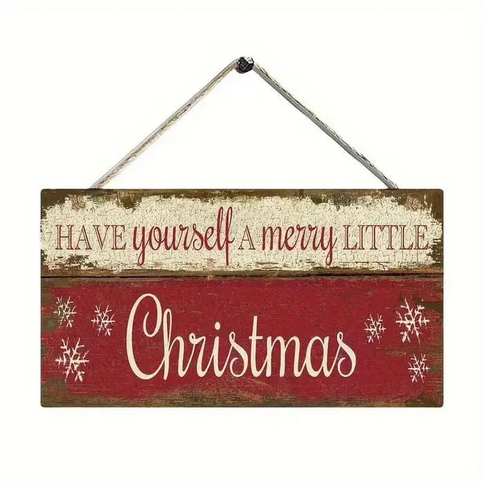 1 pièce, flocon de neige rouge vous avez un joyeux petit noël, décoration murale en bois, ornements
