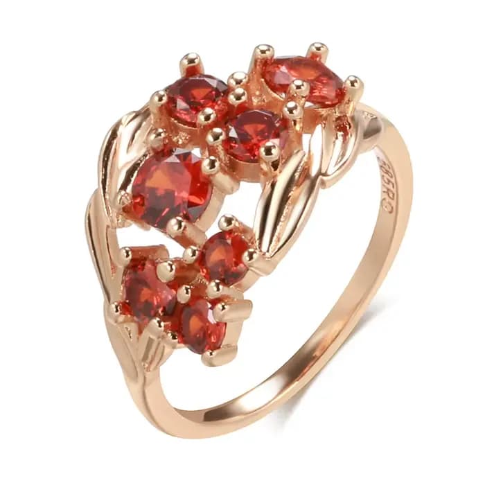 SYOUJYO – bagues en pierre naturelle pour femmes, rouge brillant, couleur or Rose, élégant, Vintage,