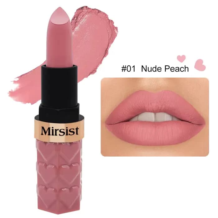1 pièce Rouge à lèvres velours mat soyeux nude pêche, longue tenue, waterproof, naturel, ne se décol