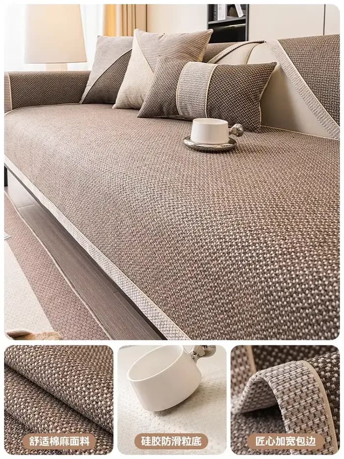 Juste de coussin de canapé en lin pour toutes les saisons, housse de canapé universelle non ald, hou