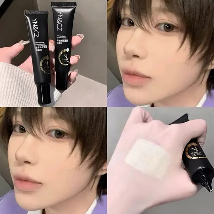 Fond de Teint Liquide Teint Unifiant Blanc Ivoire 30ml, Crème Correctrice Mate Pure White COS Stage