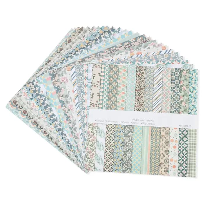 24 feuilles de papier de fond pour scrapbooking 12x12 pouces, papier cartonné à motifs floraux style