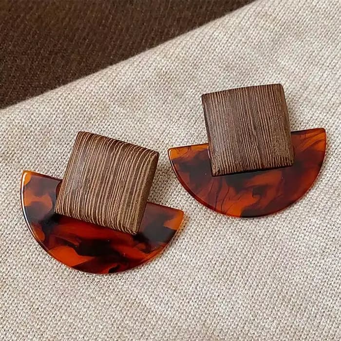 Boucles d'oreilles demi-rondes en résine de couleur marron pour femmes, bijoux à la mode, nouveau st