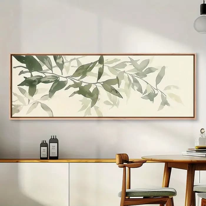 Toile imprimée plante verte sauge, nuage blanc, fond vert, affiche d'art murale de paysage pour déco