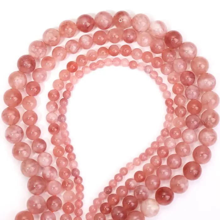 Perles rondes en pierre série rouge, perles d'espacement amples pour la fabrication de bijoux, brelo