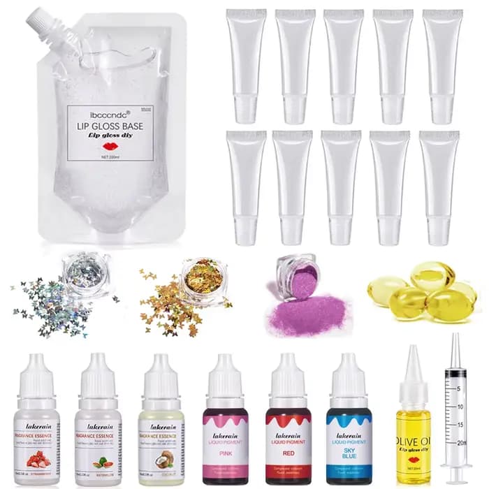 Kit de brillant à lèvres transparent, Gel de Base hydratant, 100ml, avec Tubes de brillant à lèvres,