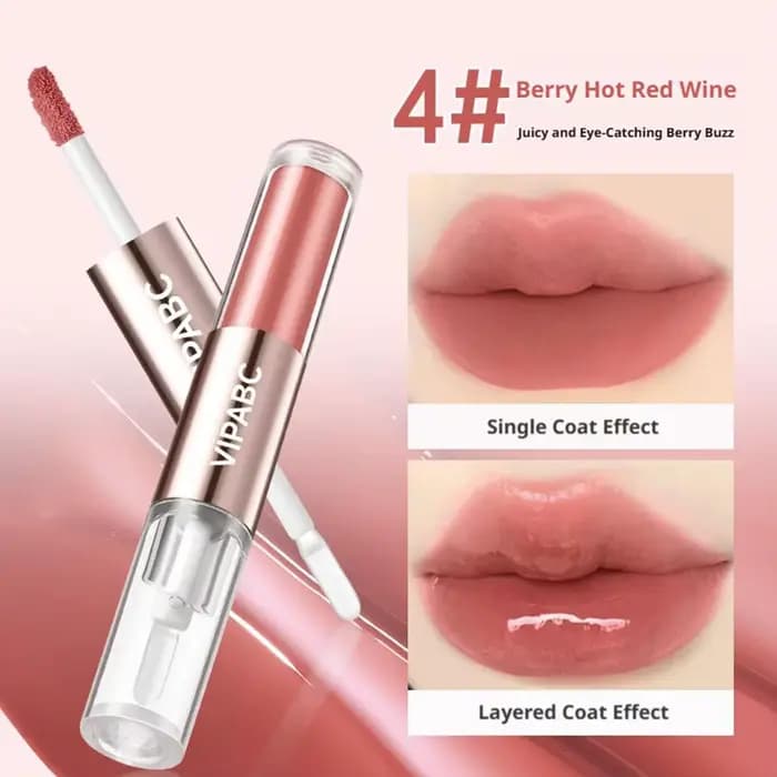 Gloss à lèvres hydratant double tête, huile à lèvres hydratante et rouge à lèvres liquide mat, fini