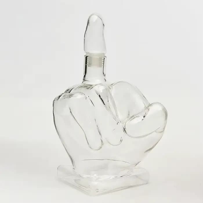 Carafe en verre 1000 ml en forme de doigt d'honneur pour vin rouge, whisky, vodka, décoration créati