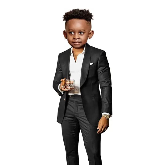 Costume marron pour garçons, 2 pièces, veste, pantalon, col châle, smoking de mariage, vêtements pou