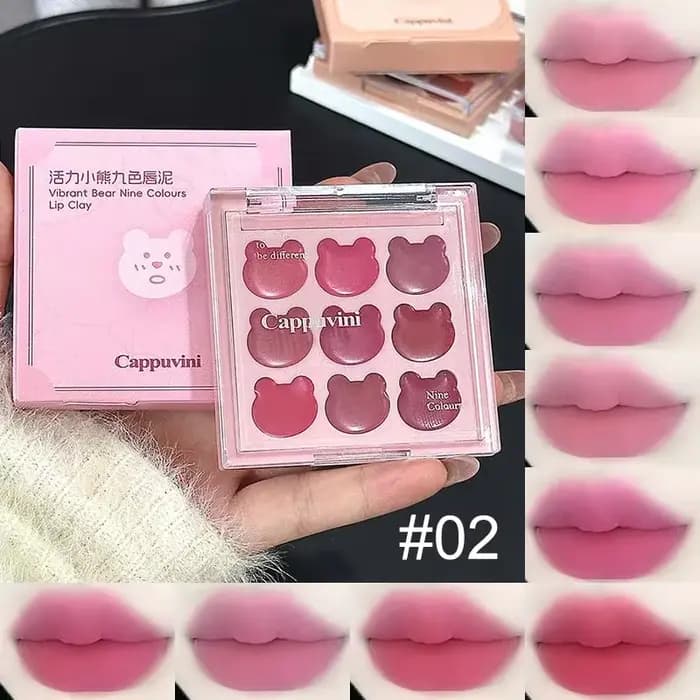 Palette de rouge à lèvres ours 9 couleurs, boue mate, couleurs douces et chaudes, Blush pour joues,