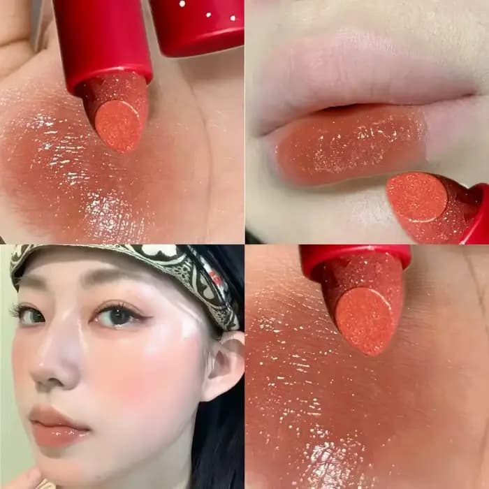 Rouge à lèvres effet miroir hydratant, brillant à lèvres solide pailleté raisin violet, baume à lèvr