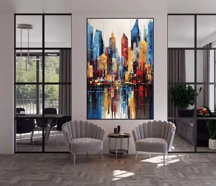 Peinture à l'huile colorée peinte à la main sur toile paysage texturé grande peinture moderne à la m