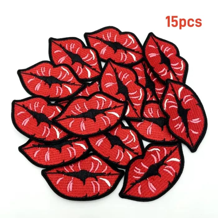 Patchs brodés à lèvres rouges Kiss, 15 pièces, pour vêtements, chapeaux, T-Shirts et vestes, jeans,