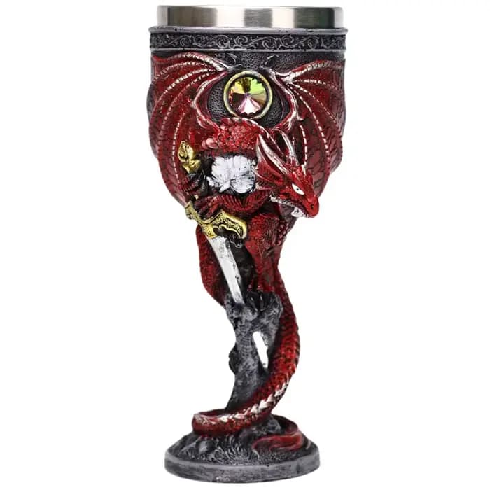 Gobelet médiéval en acier inoxydable 180 ml, tasse romantique gothique en résine Dragon Maléfique, p