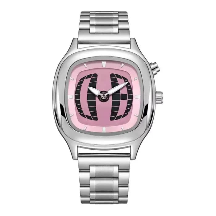 Montre en quartz rouge, couleur carrée, style Y2K, affichage à aiguilles et numérique, double affich