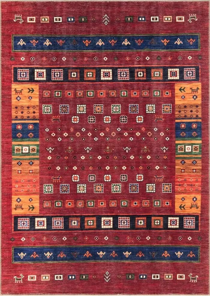 Tapis luxueux imprimé Vintage rouge, élégant, antidérapant, pour salon, chambre à coucher, décoratio