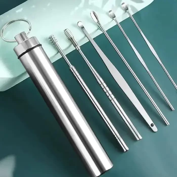 Nettoyeur d'oreille 6 pièces/ensemble cure-oreille dissolvant de cire d'oreille cuillère d'oreille C