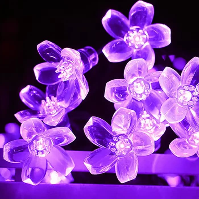Guirlandes lumineuses solaires en forme de fleur de lotus, 100/50/20 LED, lumières féériques à doubl