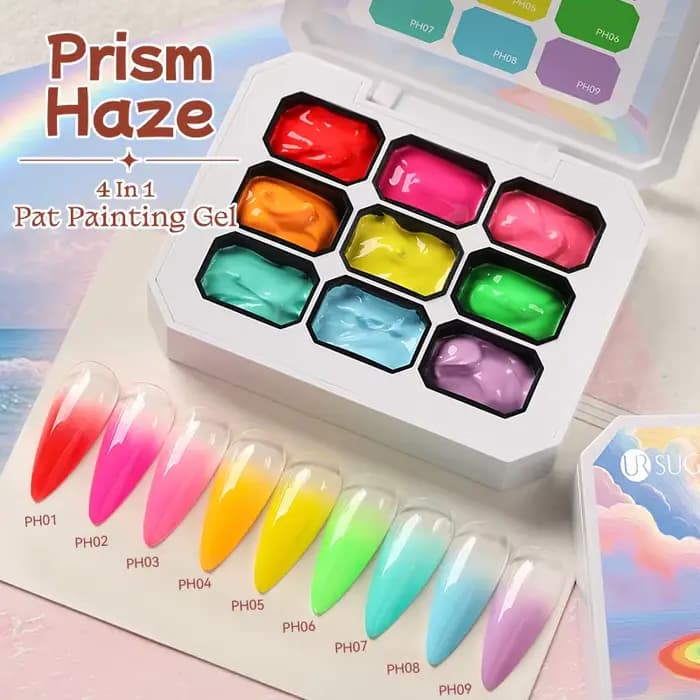 UR SUGAR Gel de Peinture pour Ongles 9 Couleurs/1 Groupe, Macaron Printemps-Été 4-en-1, Idéal pour l