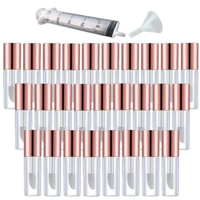 Tube vide de brillant à lèvres en or Rose de 2ML, bouteilles rechargeables en plastique, récipient d