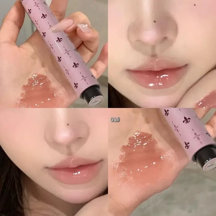 Stylo à gelée pour les lèvres scintillant violet mûrier, miroir hydratant, brillant à lèvres solide,