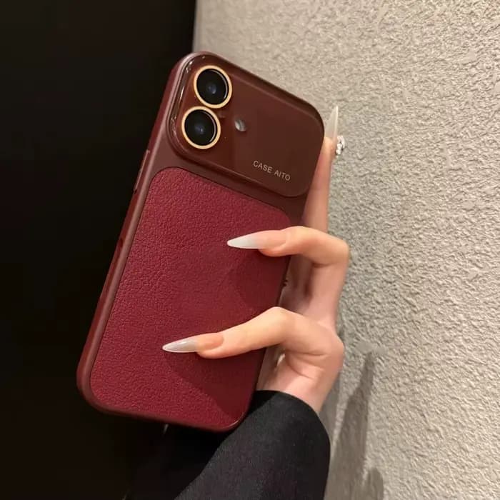 Étui de luxe en cuir lychee avec grande fenêtre en cristal pour iPhone 17 16 15 14 13 12 11 Pro Max,