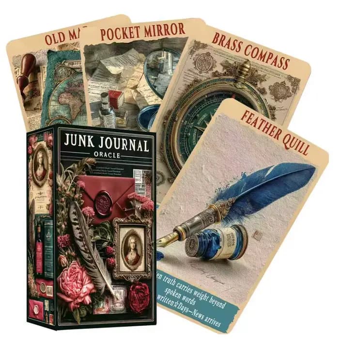 Cartes Oracle pour Journal de Déchets | Jeu de cartes Oracle artistique vintage pour le journalisa