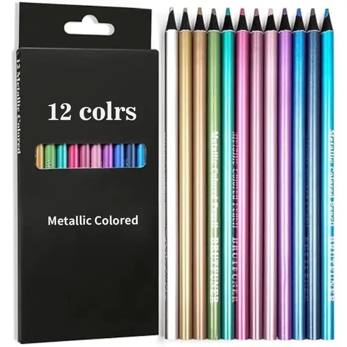 Crayons de couleur métalliques, 12 couleurs, pour dessin, croquis, fournitures d'art professionnelle