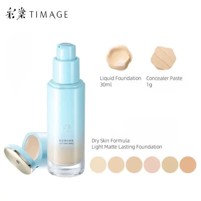 TIMAGE fond de teint 30ml avec correcteur 1g Tube rond impeccable léger mat couverture longue durée