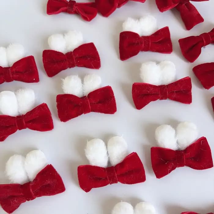 Accessoire de décoration pour vêtements, jouet, nœud rouge vif en peluche 10/5, oreilles de lapin, f