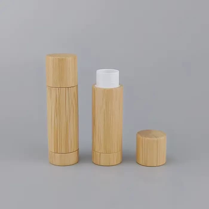 Tube de rouge à lèvres en bambou, contenant brut, bouteille rechargeable, écologique, biodégradable,