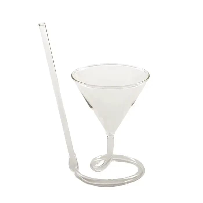 Verre à Cocktail en Spirale Révolupté, Martini Créatif à Longue Queue, Paille à Vin pour Bar, Fourni