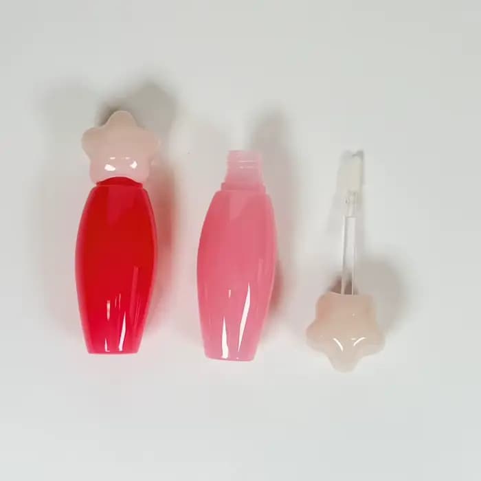 Tube à gloss transparent en forme d'étoile avec grande brosse, réutilisable, pour brillant à lèvres