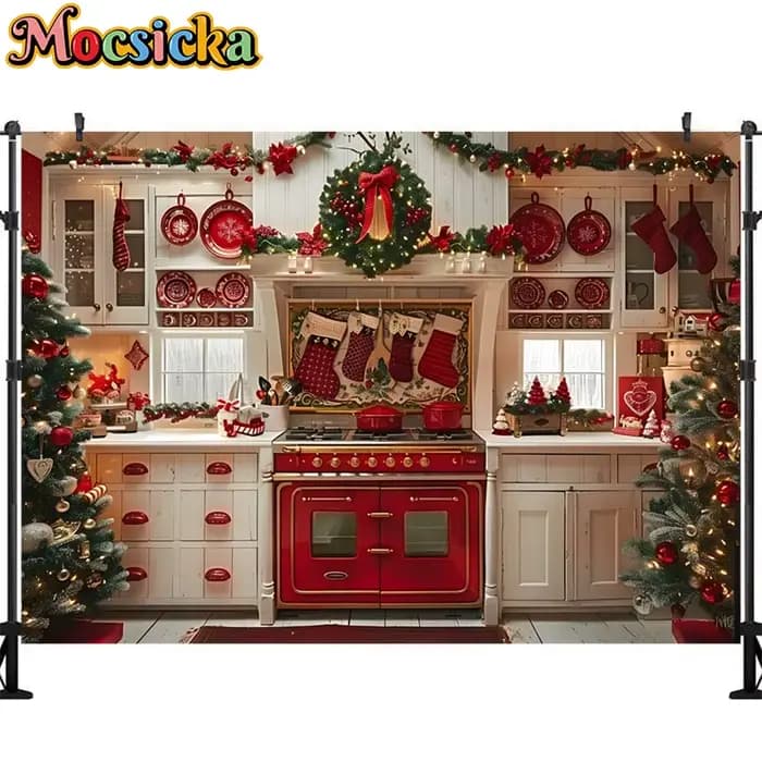 Arrière-Plan de Photographie de Noël, Armoires de Cuisine, Portrait d'Enfant, Décorations de ix, Toi