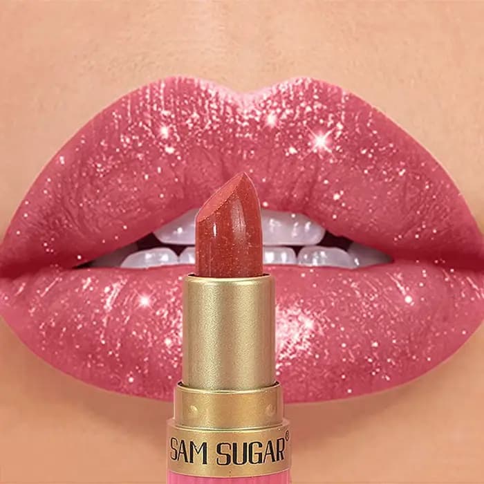 Rouge à lèvres nacré diamant, 6 couleurs, paillettes métalliques brillantes, teinte longue durée, Nu