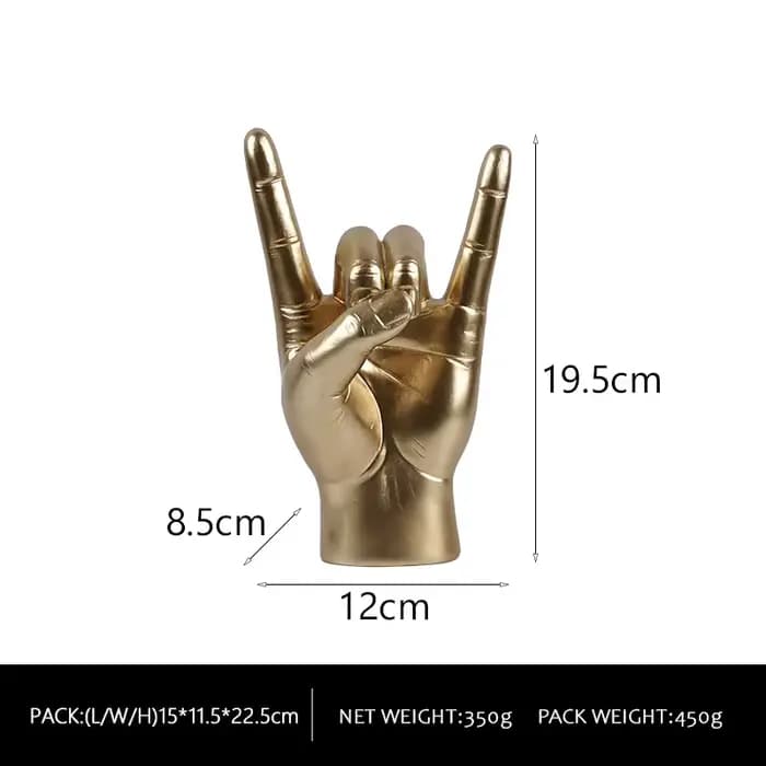 Décoration dorée, signe de musique, Statue de main Rock, salon, chambre à coucher, Sculpture de gest