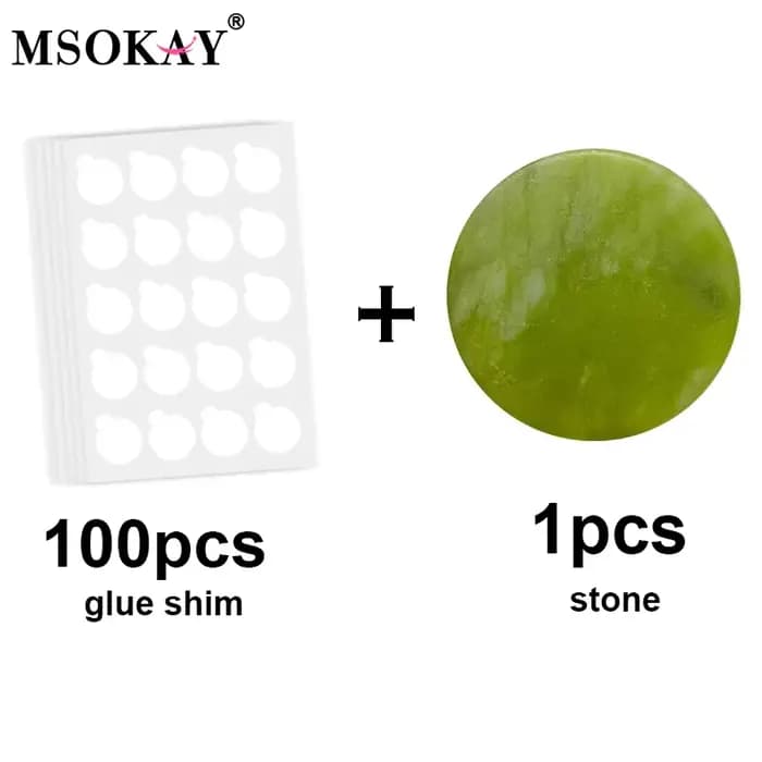 Autocollants de colle pour Extension de cils, tampons en papier et support rond en pierre de Jade, e