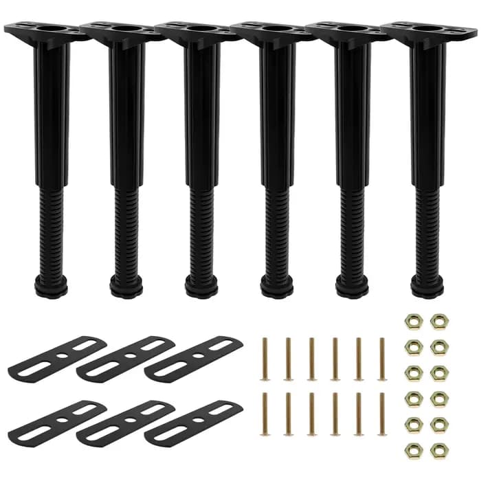 6 pièces Pieds de support télescopiques améliorés et réglables pour sommier, support de charge pour