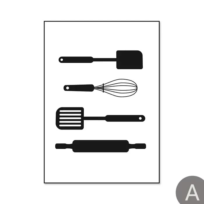 Peinture sur toile de cuisine britannique, affiche murale minimaliste, impression d'art noir et blan