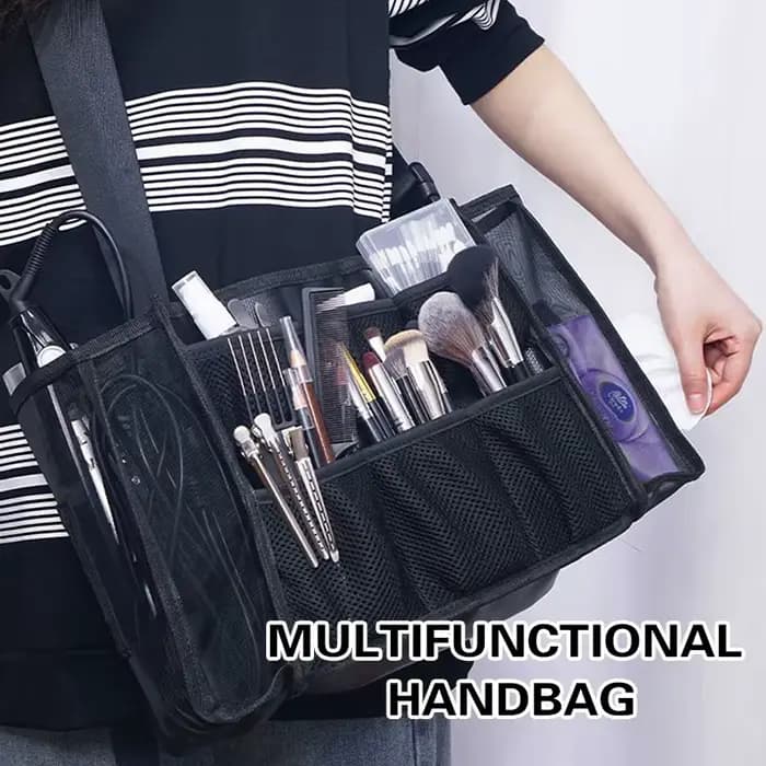 Sac de maquillage portable avec grille transparente, porte-pinceau de maquillage transparent, outil