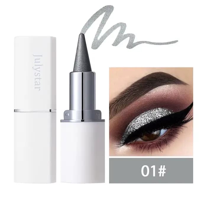 Eyeliner fumé argenté métallique, bâton de crème, mat, marron, noir, soyeux, lisse, pointu, solide,