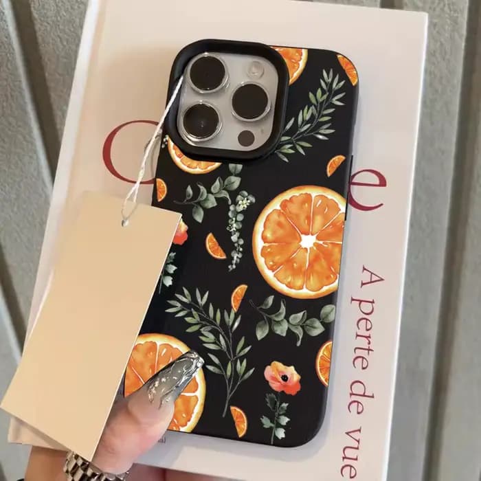 Coque de téléphone souple antichoc motif orange litchi rafraîchissant pour iPhone 17 Air 16 15 14 13